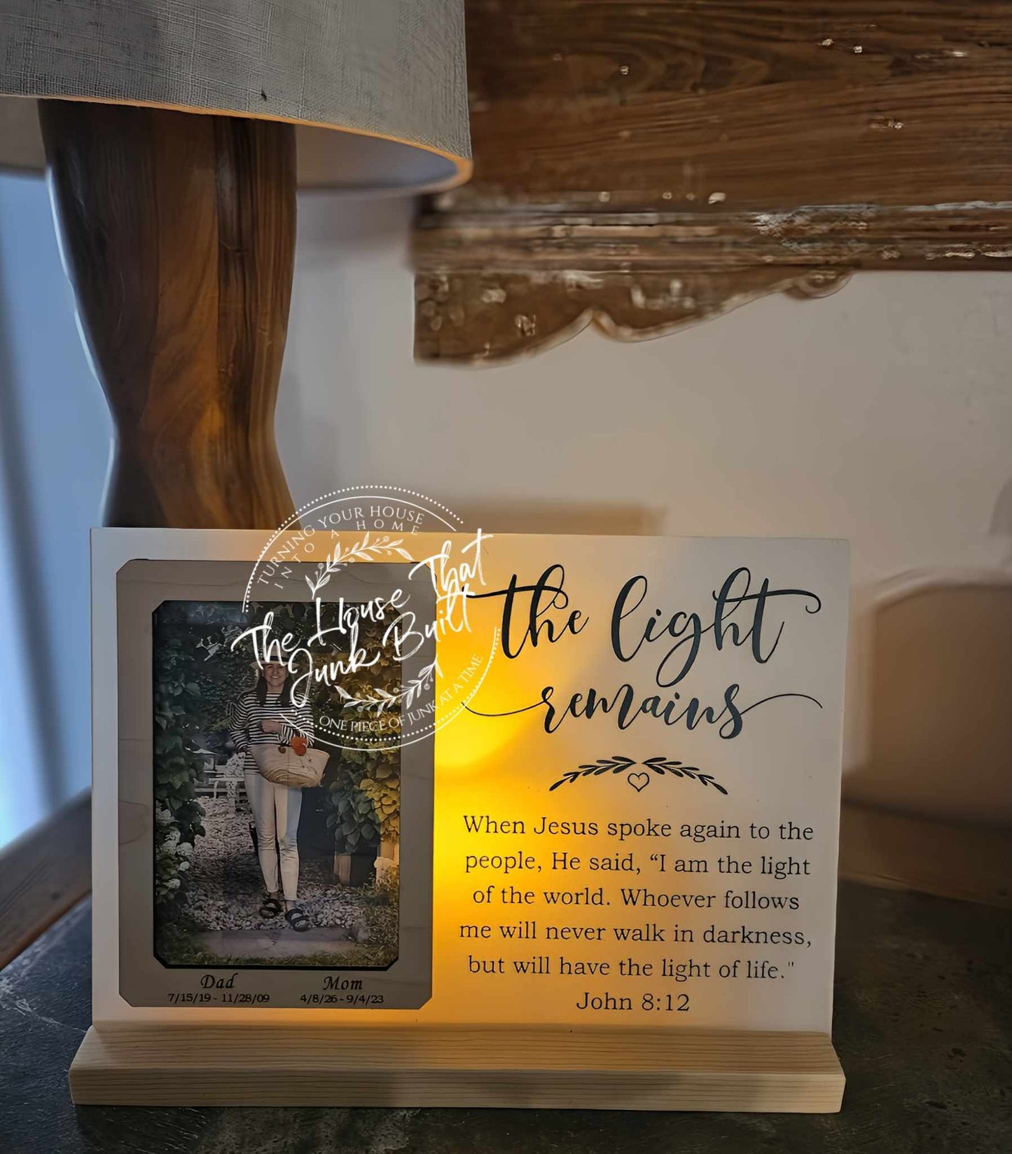 Memorial photo frame with poem/verse