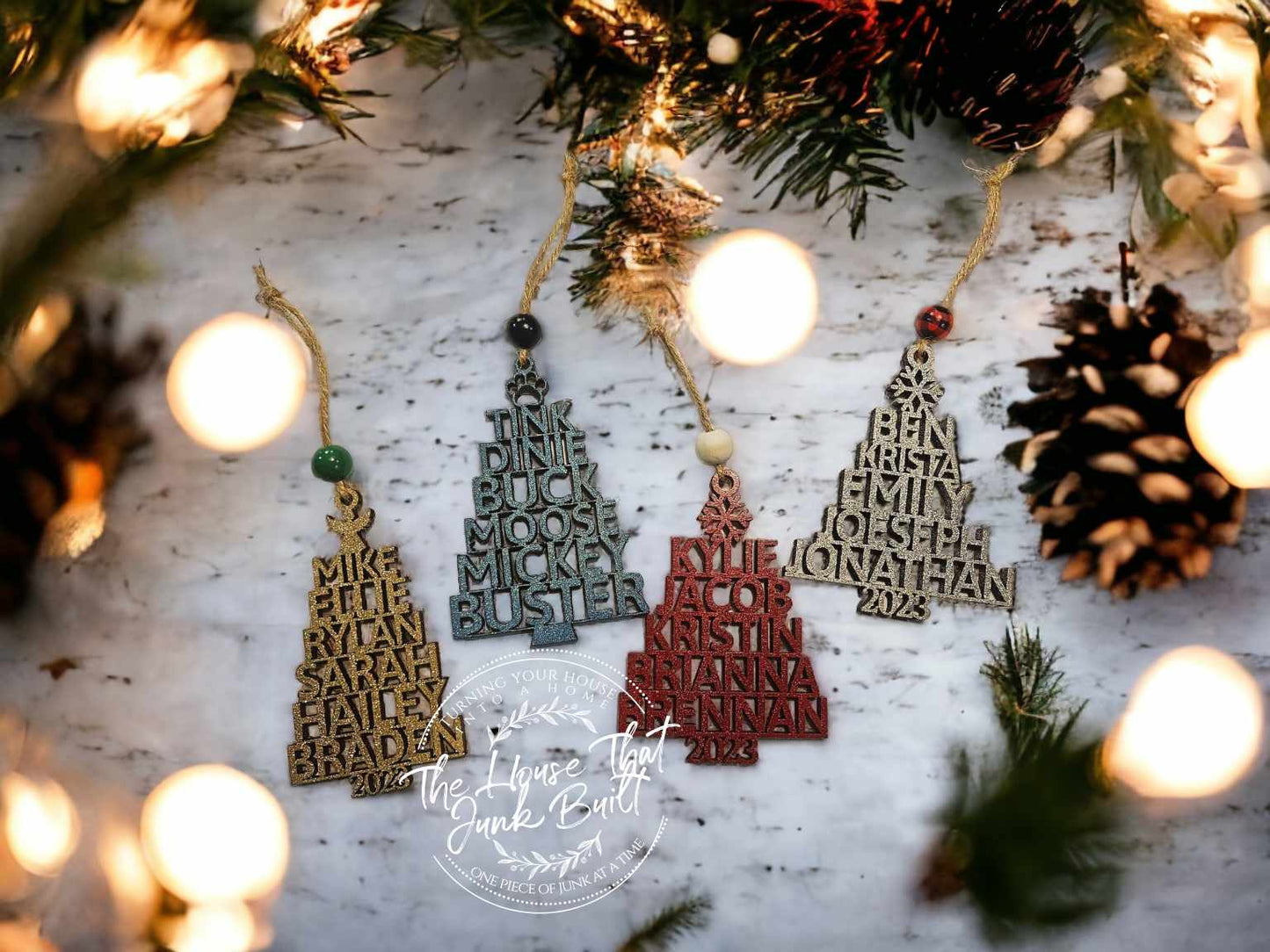 Custom family name ornament