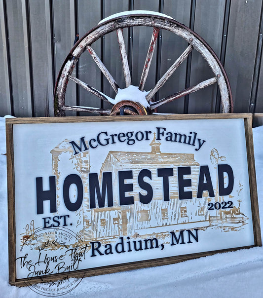 Engraved Custom Homestead sign